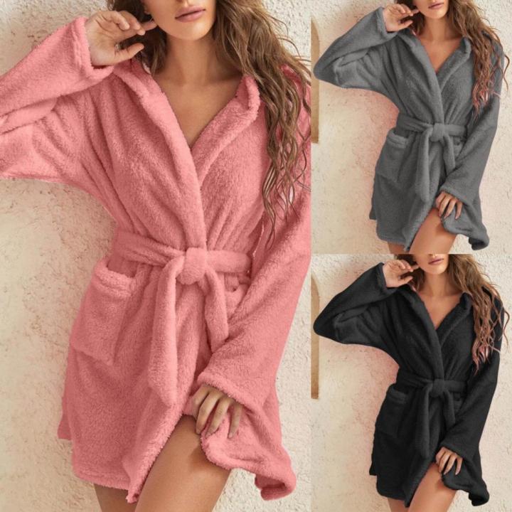 Winter%20Robe%20Ladies%20Dressing%20Gown%20Fluffy%20Bathrobe%20Hooded%20Bathrobe%20Pyjamas%20Women%20Bathrobe%20Winter%20Pyjamas%20-%20Image%203