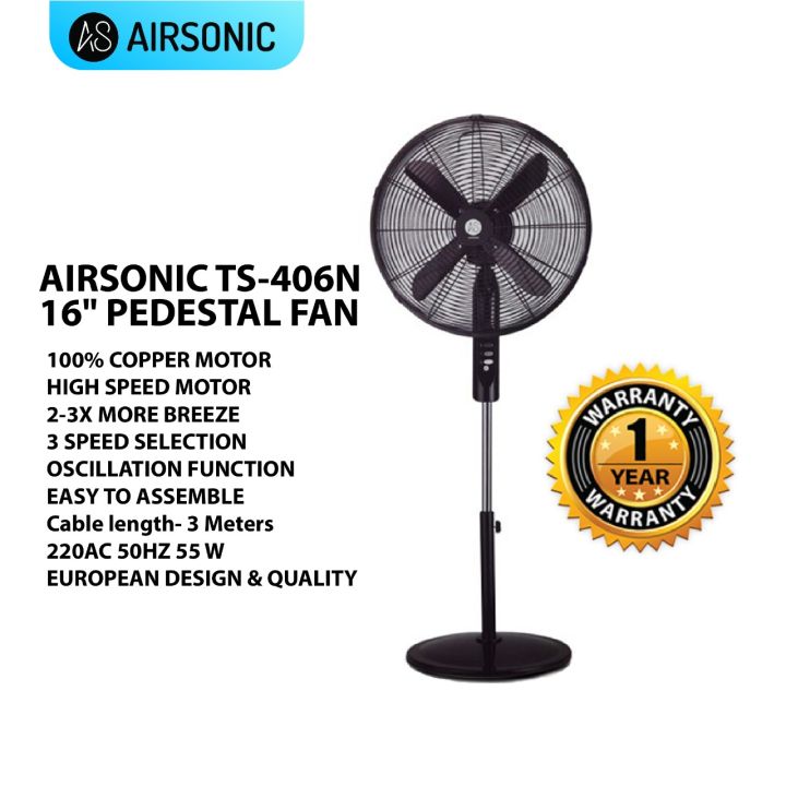 Airsonic 16" High Speed Stand Fan (Black) 2-3x More Breeze