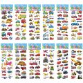 12 Different Sheets Cartoon Car Sticker 3D Stickers Toys Airplane Vehicles for Children Diary Notebook Decoration Gifts. 