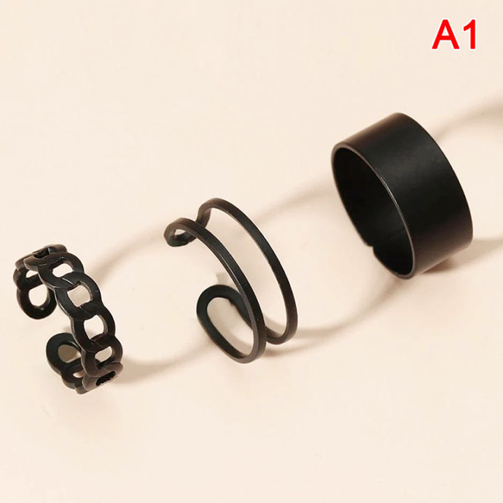 3/6pcs%20Vintage%20Black%20Rings%20Set%20For%20Women%20Girls%20Punk%20Metallic%20Geometric%20Simple%20Sunlight%20Mall%20-%20Image%202