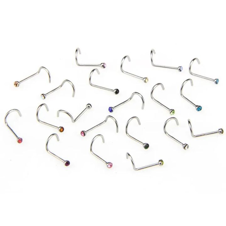 20pcs/lot%20Stainless%20Steel%20Crystal%20Rhinestone%20Nose%20Studs%20Hooks%20Bar%20Pin%20Nose%20Rings%20Body%20Piercing%20Jewelry%20For%20Women%20-%20Image%205
