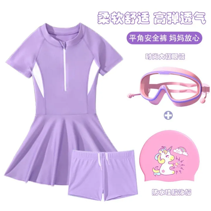 Children's%20Swimsuit%20Girls'%20New%20Middle%20and%20Big%20Children%20Korean%20Style%20Conservative%20Skirt%20Swimsuit%20Hot%20Spring%20Quick-Drying%20Split%20Swimsuit%20Girls'%20-%20Image%204