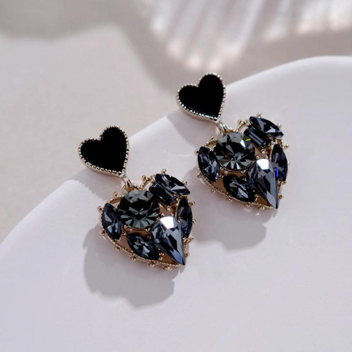 Delicate Earrings New Sweet Charm Jewelry Black Love Earrings for Women Party Birthday Gift Special Occasion