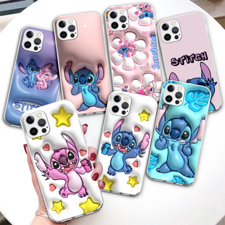 Cute Stitch Case for Apple iPhone 11 16 15 13 14 Pro Max 12 mini X XS 7 8 Plus XR Clear TPU Phone Cover
