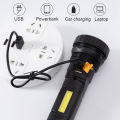 USB/Solar Charging Flashlight Built-in Battery Torch with Side Lanterna Waterproof Multi-function Emergency Power Bank Hand Lamp. 