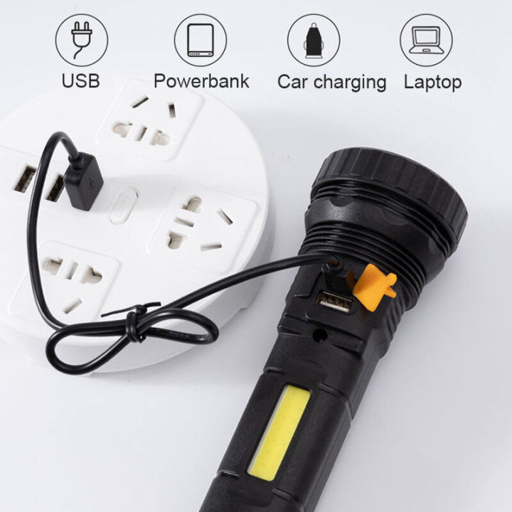 USB/Solar%20Charging%20Flashlight%20Built-in%20Battery%20Torch%20with%20Side%20Lanterna%20Waterproof%20Multi-function%20Emergency%20Power%20Bank%20Hand%20Lamp%20-%20Image%205