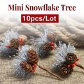 【World Supermarket 2021】10pcs Artificial Flower Red Christmas Snowflake Cone With Branches Mini Christmas Tree Decoration Flower Home Decor. 