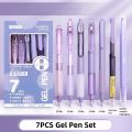 RHS Online 7PCS 0.5mm Press Gel Pen Black Ink Quick-Drying ST Nib Writing Smoothly Signature Student Pens Set. 