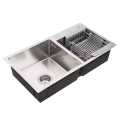 Double Bowl 82×45cm Hand Made 304 Stainless Steel Kitchen Sink Set. 
