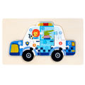 3D Wooden Vehicle Puzzles Educational Developmental Toys Gift Baby Montessori Color Shapes Learning Puzzles Great Gift Ideas for 2 3 4 5 Years Old Boys Girls Toddler. 