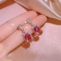 Jewelry set female New burnt ruby rings pendants necklace ear stud red open mouth. 