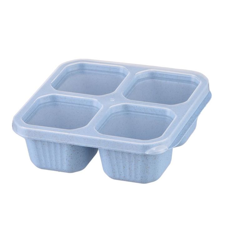 【WEJA】4 Compartments Snack Boxes Wheat Straw Meal Prep Reusable Food Storage Lunch Box for Adults & Kids