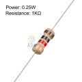 50PCS - 1K Ohm Resistor 1/4W 5% Tolerance Carbon Film Resistors 4 Bands for DIY Electronic Projects and Experiments. 
