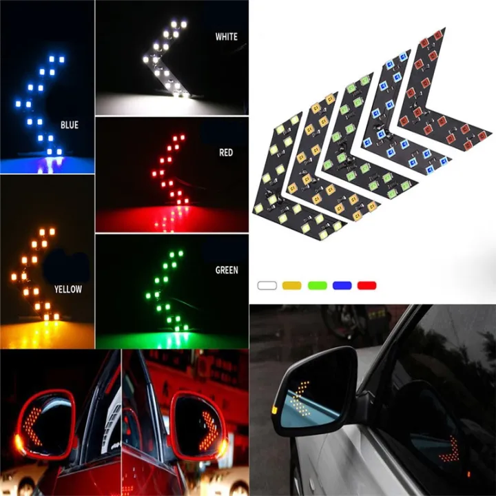2pcs/set%2014%20SMD%20LED%20Arrow%20Panel%20Car%20Truck%20Rear%20View%20Mirror%20Indicator%20Turn%20Signal%20Light%20LED%20Rearview%20Strobe%20Warning%20Safety%20Lights-green%20-%20Image%204