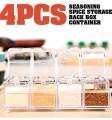 4in1 Transparent Crystal Seasoning Box with Spoon and Tray Acrylic Spice Rack Storage Condiment Jars. 