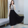 bellylady Women Cotton Cheongsam Dress Summer Short Sleeves Stand Collar A-line Skirt High Waist Large Swing Dress. 