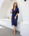 Andrea Midi Dress - Navy Blue. 