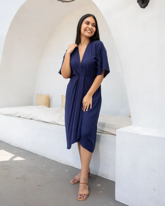 Andrea Midi Dress - Navy Blue