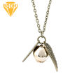 Harry Potter and The Deathly Hallows Gold Snitch Pendant Necklace Unisex Jewelry. 