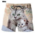 New fashion cute cat graphic board shorts for men 3D printed casual unisex funny animal beach swimming shorts men trunks. 