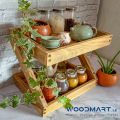 2 Tier Kitchen Storage Rack Nadun Wood Organizer Cupholder Spice Rack Tea Corner Rack for Countertop, 32x25x27 cm. 