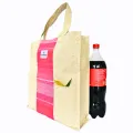 THE MYSU Heavy Duty Canvas Tote Bag - Pink Stripe - 14.5 inches (L) * 3 inches (W) * 16 inches (H). 