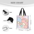 【ALLGOOD】Sanrio Little Twin Stars Ladies Fashion Printed Canvas Tote Bag With Zipper Casual Shopper Bags For Women Shoulder Bag. 