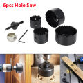 6 Pcs Carbon Steel Hole Cutter Saw Bit Wood Blade Hole Saw Woodworking Cutting Tool Kit Cutter Drill Bit. 