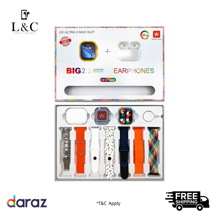Hiwatch%20i20%20Ultra%202%20,%203%20MAX%20Suit%20SmartWatch%20+%20Airpods%20Pro%20with%20Transparent%20Screen%20Guard%20Watch%20with%20Seven%20Decorated%20Straps%20-%20Image%202