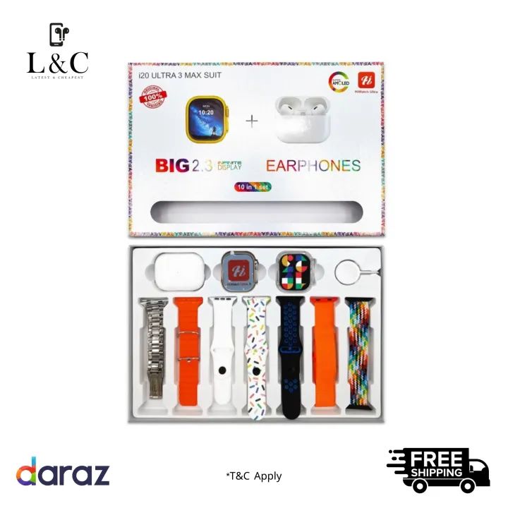 Hiwatch%20i20%20Ultra%202%20,%203%20MAX%20Suit%20SmartWatch%20+%20Airpods%20Pro%20with%20Transparent%20Screen%20Guard%20Watch%20with%20Seven%20Decorated%20Straps%20-%20Image%202