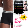 Archer Boxer Shorts For Men (4 Pack) All-Season Cotton Stretch Trunk Underwear Assorted Colors. 