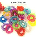 Phone Cable Elastic (Plastic Spiral), Hair Band, Hand Band- Black/Multicolor-(10/20/50/100Pcs). 
