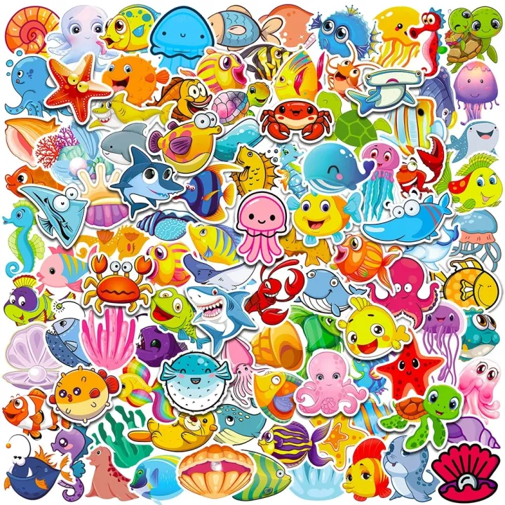 10/30/50/100pcs%20Cute%20Marine%20Animals%20Stickers%20Ocean%20World%20Cartoon%20Decals%20Kids%20Toy%20Scrapbook%20Laptop%20Luggage%20Phone%20Graffiti%20Sticker%20-%20Image%202