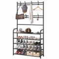 5 Layer Simple Floor Shoe Rack With Cloth Hanger. 