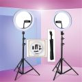 10 Inch Selfie Ring Light, LED Ring Light with Tripod Mount and Phone Holder, Desktop Circle Light for YouTube Video, TikTok, Live Stream, Makeup - Beauty Ring Light for iPhone and Android cell phone. 
