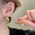 Youbo Metal Texture Multi-Ring Knotted Stud Earrings for Women ins Trendy Elegant High-Grade All-Match Cold Earrings Earrings. 