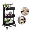 3 Tier Multi-Purpose Utility Rolling Mobile Cart Trolley Organizer Drawer Units & Metal Mesh Shelving Holders Basket Rack for Kitchen, Bathroom, Bedroom Storage on Wheels. 