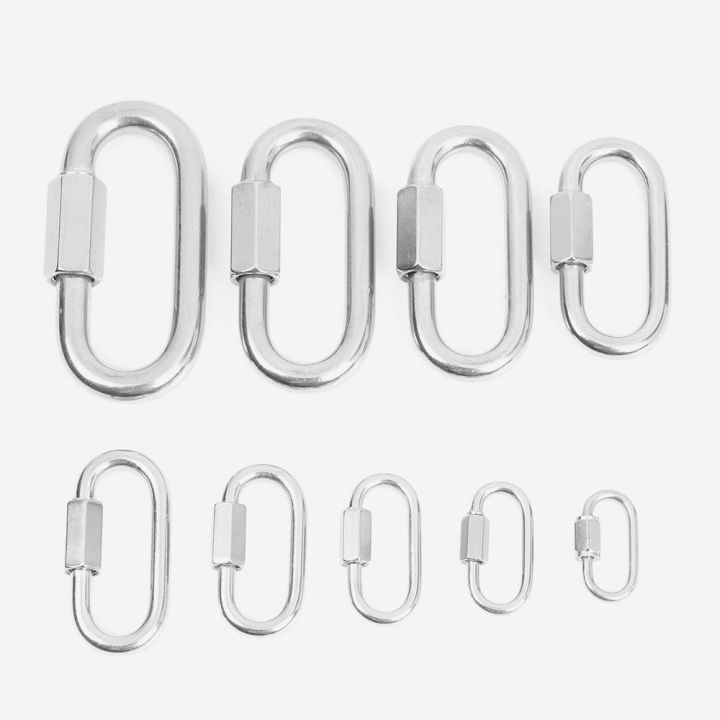 【HOT】 M3/M3.5/M4/M5/M6/M7/M8/M9/M10 Stainless Steel Screw Lock Climbing Carabiner Quick Links Safety Snap Hook Connecting Ring Buckle