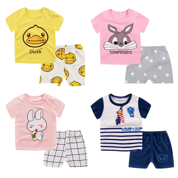bellylady%202pcs/set%20Boys%20irls%20Soft%20Cotton%20Short%20Sleeves%20Shirt%20+%20Shorts%20Suit%20e%20Wear%20-%20Image%203