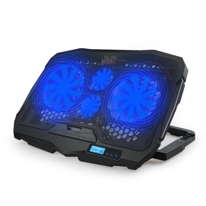 S18 Laptop Cooling Pad [Application Laptop Size:12-16inch] 4 Fans Adjustable Notebook Cooler, Blue Light