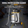 Vacmaster Beast Series Double Motor Industrial Wet and Dry Vacuum Cleaner, 70 Liter Steel Tank, 2200 Watt. 