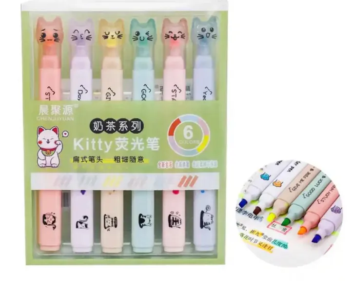6Pcs/Set%20Cute%20Cartoon%20Cat%20Paw%20Highlighter%20Fluorescent%20Marker%20Pen%20Student%20Art%20Drawing%20Doodling%20School%20Office%20Kawaii%20Stationery%20-%20Image%202