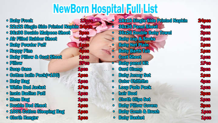 Newborn Hospital Full List / Newborn Hospital Bag / Hospital List