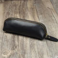 Genuine Leather Pencil Bag Retro Simple Stationery Holder Handmade Pen Case Storage Bag Zipper Pencil Pouch School Supplies. 