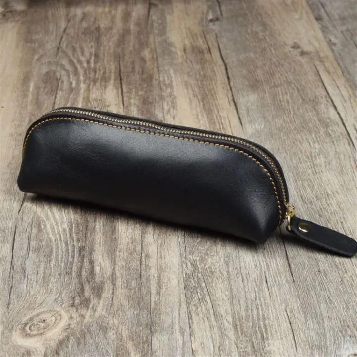 Genuine%20Leather%20Pencil%20Bag%20Retro%20Simple%20Stationery%20Holder%20Handmade%20Pen%20Case%20Storage%20Bag%20Zipper%20Pencil%20Pouch%20School%20Supplies%20-%20Image%202