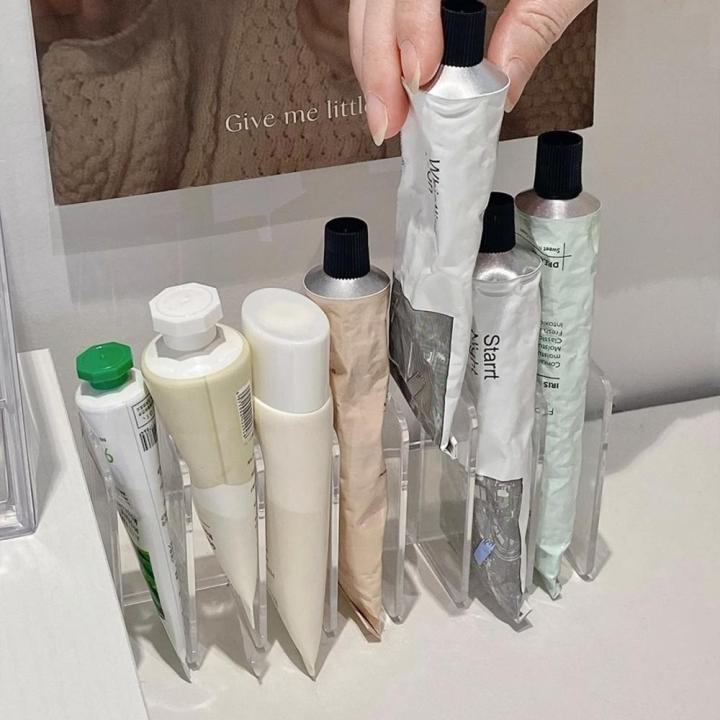 Multi-Slot Makeup Storage Vanity Organizer Plastic Transparent Storage Box for Office Organization