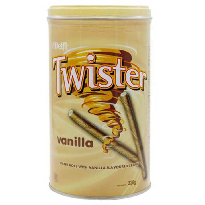 Delfi Twister Wafer Roll With Vanilla Flavored Cream (320g)