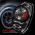 Fashion Mens Car Wheel Watches Luxury Stainless Steel NOT ROTATE. 