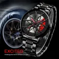 Fashion Mens Car Wheel Watches Luxury Stainless Steel ROTATE. 