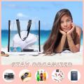 Clear Tote Bags 12 x 12 x 6, PVC Plastic Tote Bag With Handles for Work Beach Lunch Sports, Concerts. 